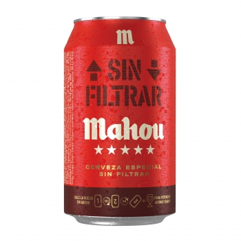 Cerveza sin filtrar Mahou 5 estrellas lata 33 cl.
