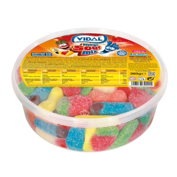 Caramelos de goma Mega Sour Mix Vidal sin gluten 360 g.
