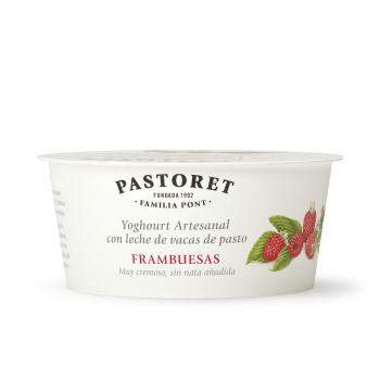 Yogur de frambuesas Pastoret sin gluten 125 g.