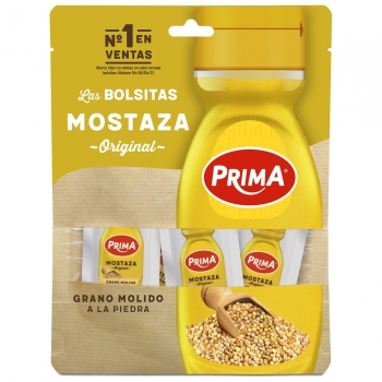 Mostaza Prima sin gluten pack de 12 sobres de 4 g.