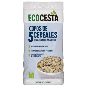 Copos de 5 cereales ecológico EcoCesta 500 g.