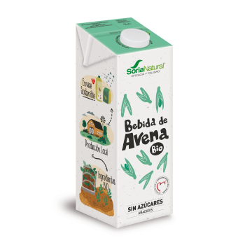 Bebida de avena sin azúcar añadido ecológica Soria Natural sin lactosa brik 1 l.