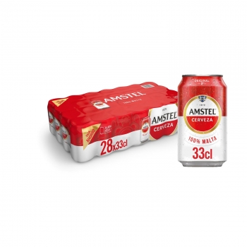 Cerveza Amstel 100% malta pack de 28 latas de 33 cl.