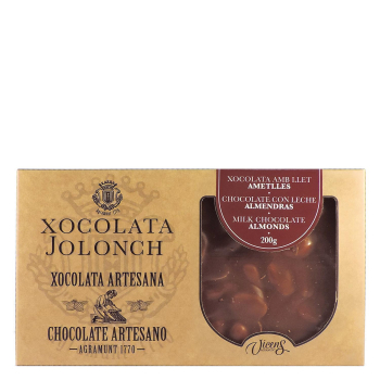Chocolate con leche y almendras artesano Vicens 200 g.