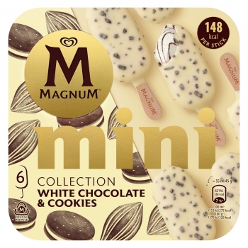 Mini bombón helado con chocolate blanco y galleta Collection Magnum 6 ud.