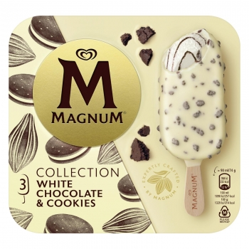 Bombón helado con chocolate blanco y galleta Collection Magnum 3 ud.
