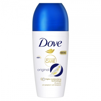 Desodorante roll-on antitranspirante original protección 48h Advanced Care Dove 50 ml.