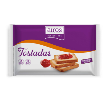 Pan tostado Airos sin gluten y sin lactosa 225 g.
