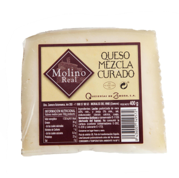 Queso mezcla curado en cuña Molino Real 400 g.
