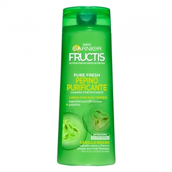 Champú fortificante Pure Fresh Pepino Purificante para cabello graso Garnier-Fructis 360 ml.