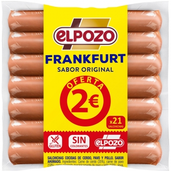 Salchichas Frankfurt El Pozo sin gluten pack de 3 unidades 160 g