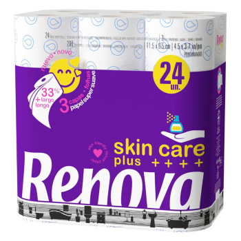 Papel higiénico Skin Care Plus Renova 24 rollos.
