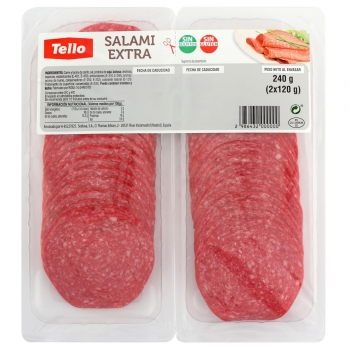 Salami extra en lonchas Tello sin gluten bipack 240 g