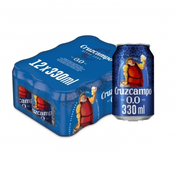 Cerveza Cruzcampo 0,0 sin alcohol pack de 12 latas de 33 cl.