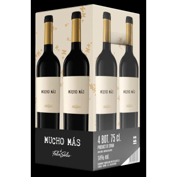 Caja de 4 botellas de vino tinto barrica Mucho Más 75 cl. 4 x 75 cl