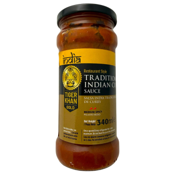 Salsa indian curry Tiger Khan sin gluten 340 ml.