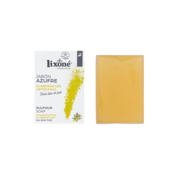 Jabón facial y corporal azufre para puntos negros y piel grasa en pastilla Lixoné 125 g.
