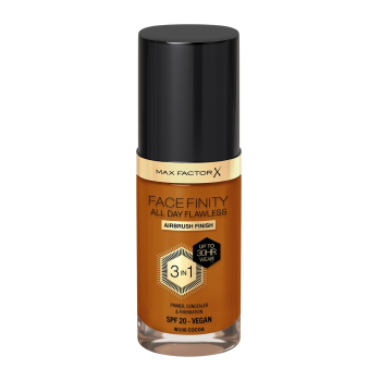 Base de maquillaje facefinity 3 en 1 foundation cocoa W100 SPF20 Max Factor 30 ml.