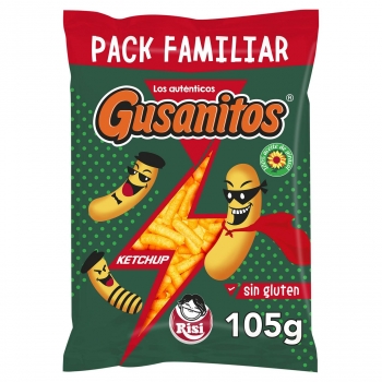 Aperitivo de maiz sabor ketchup Gusanitos Risi sin gluten 105 g.
