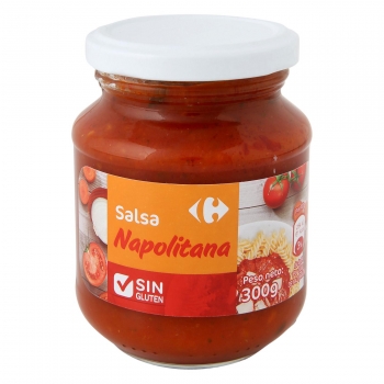 Salsa napolitana Carrefour sin gluten tarro 300 g.