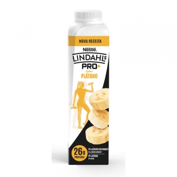 Yogur liquido desnatado pro+ sabor plátano sin azúcar añadido Lindahls sin gluten y sin lactosa 344 g.