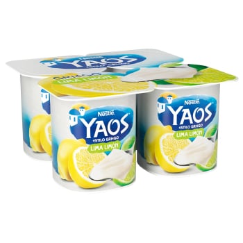 Yogur estilo griego lima-limón Yaos sin gluten pack 4 unidades de 115 g. 4 x 115 g