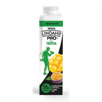 Yogur liquido desnatado pro+ sabor tropical Lindahls sin gluten y sin lactosa 344 g.