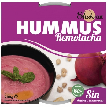 Hummus de remolacha Shukran sin gluten y sin lactosa 200 g.