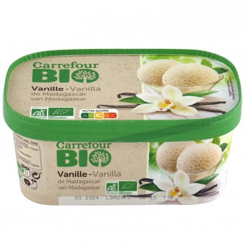 Helado de vainilla de Madagascar ecológico Carrefour Bio 450 g. 