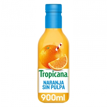Zumo de naranja Tropicana exprimido sin pulpa botella 90 cl.