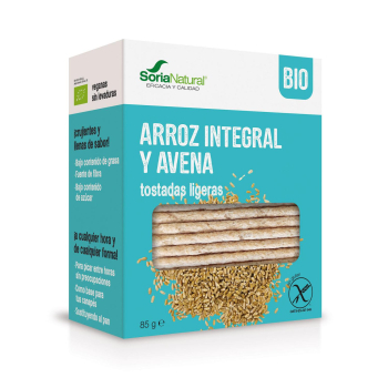 Tostadas ligeras de arroz integral y avena ecológicas Soria Natural sin gluten 85 g.