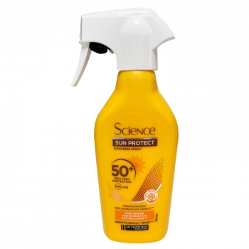 Spray protector solar SPF50+ Science Les Cosmétiques 250 ml.