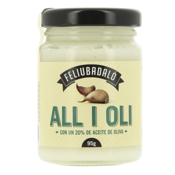 Salsa allioli con aceite de oliva Feliubadaló sin gluten tarro 95 g.