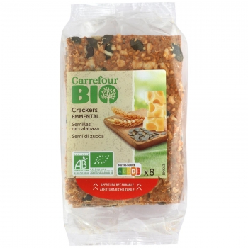 Crackers con Queso y Semillas de Calabacín Carrefour Bio 200 gr. 