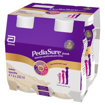 Pediasure drink sabor vainilla sin gluten pack de 4 brik de 200 ml. 4 x 200 ml