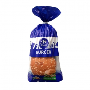 Pan burger con semillas de sésamo Classic´ Carrefour 4 ud.