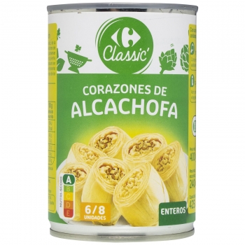 Corazones de alcachofas 6/8 piezas Carrefour 240 g.