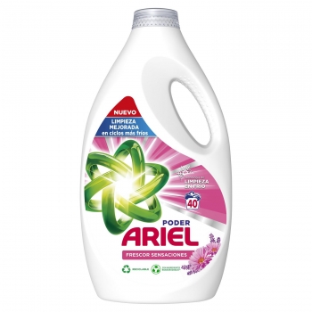 Detergente líquido frescor sensaciones Ariel 40 lavados.