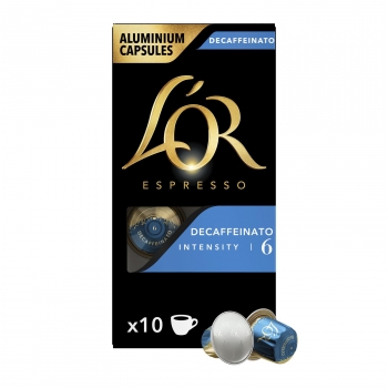 Café descafeinado en cápsulas L'Or Espresso compatible con Nespresso 10 unidades de 5,2 g.