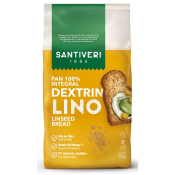 Pan integral dextrin tostado con semillas de lino Santiveri 300 g.