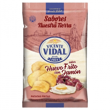 Patatas fritas sabor huevo frito con jamón Vicente Vidal 125 g.