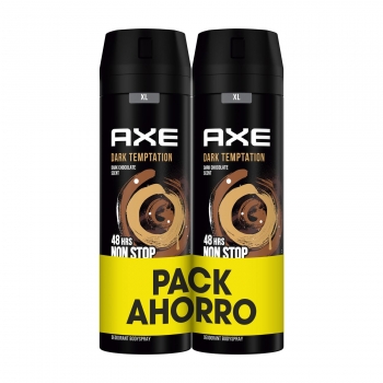 Desodorante en spray Dark Temptation Axe pack de 2 unidades de 200 ml.