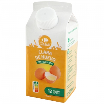 Clara de huevo pasteurizada Carrefour Classic' 320 ml.