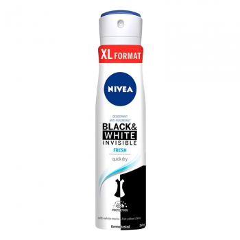 Desodorante en spray Black&White Invisible Fresh Nivea 250 ml.