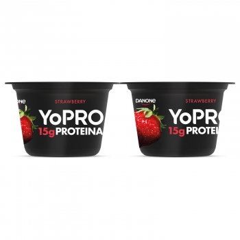 Leche fermentada de proteínas desnatada con fresa Danone Yopro pack 2 unidades de 160 g.