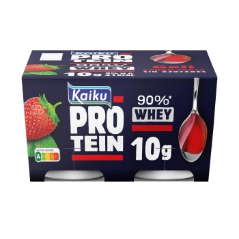 Gelatina sabor fresa Protein Kaiku sin gluten, sin lactosa y sin azúcar pack de 4 unidades de 125 g.
