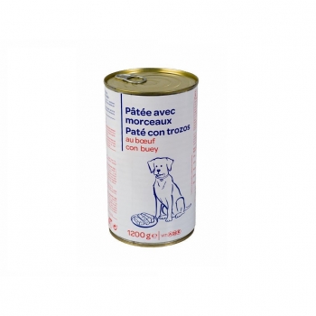 Comida húmeda de buey para perro adulto Carrefour 1200 g.