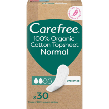 Protegeslips de algodón hipoalergénico transpirable normal ecológico Carefree 30 ud.