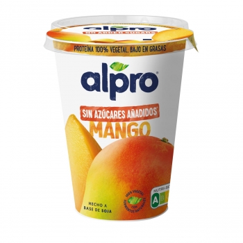 Preparado de soja sabor mango sin azúcar añadido Alpro sin gluten sin lactosa 400 g.