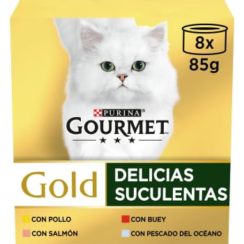 Comida húmeda bocaditos en salsa para gatos Purina Gourmet Gold 8x85 g